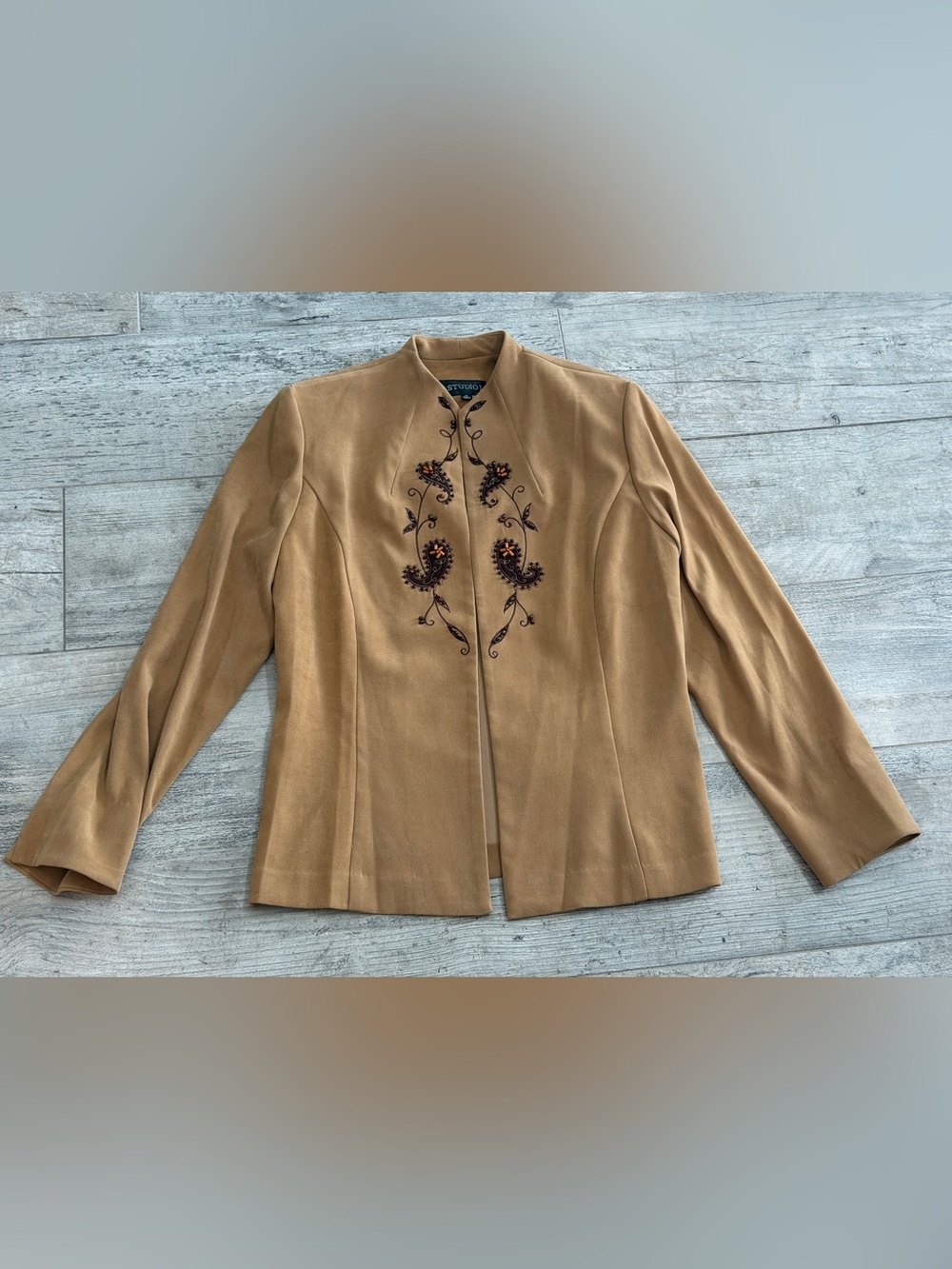 Studio I Cottagecore Western Vintage Faux Suede Embroidered Blazer Size 12